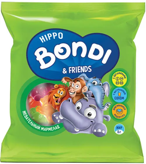 HIPPO BONDI & FRIENDS», мармелад жевательный с соком ягод и фруктов, 30 г