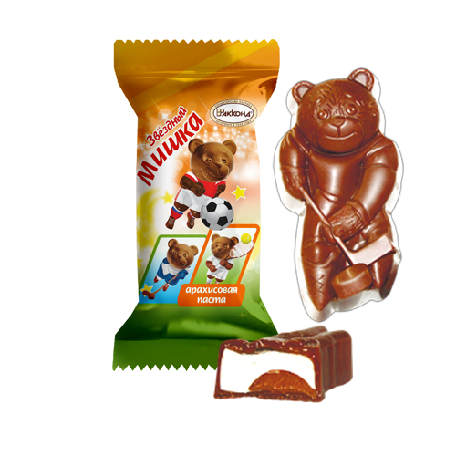 Шоколадные конфеты "Звездный мишка" с ореховой пастой, 1 кг.