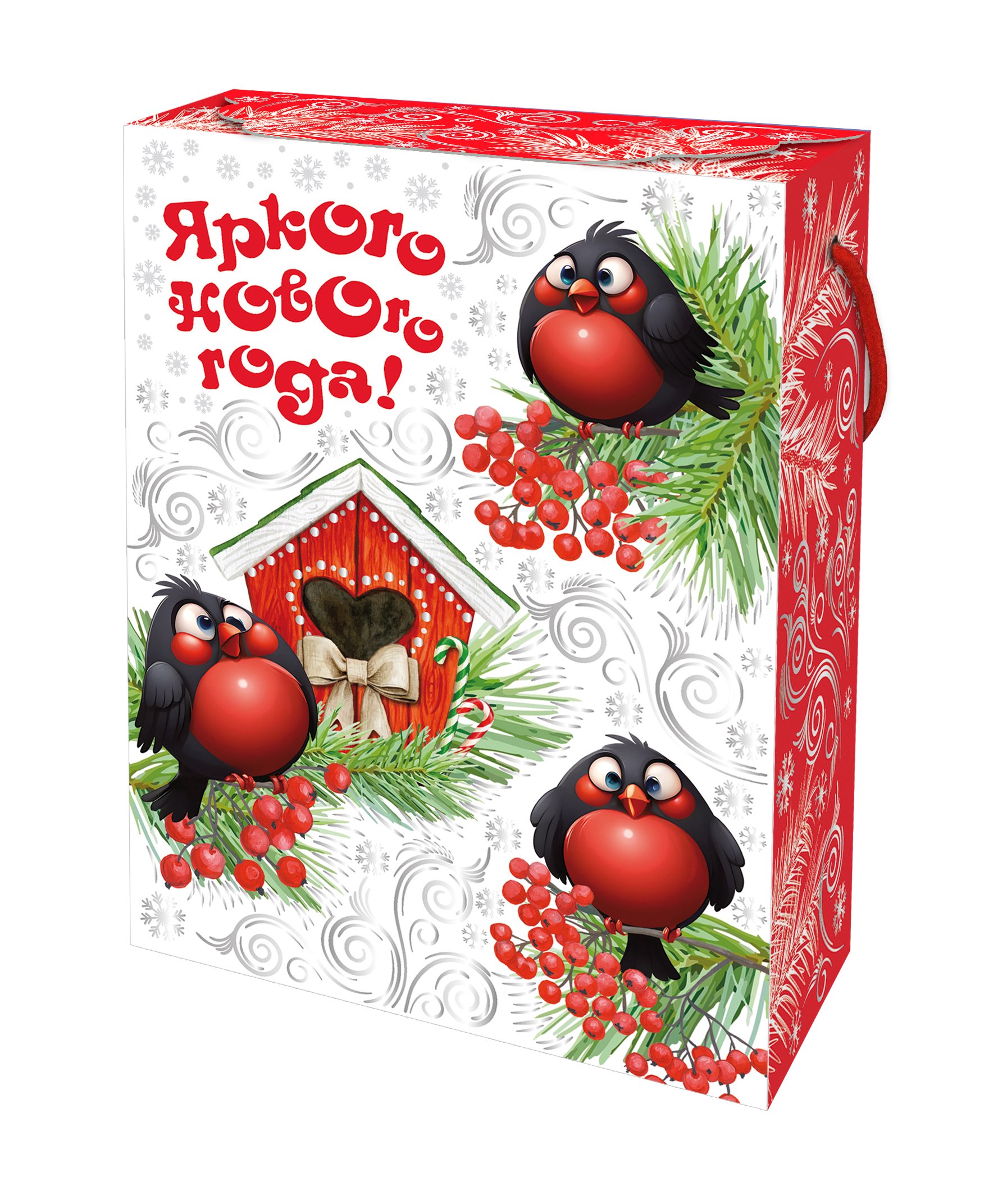 Упаковка из картона Снегири на 500-800 гр Низкая цена!!!