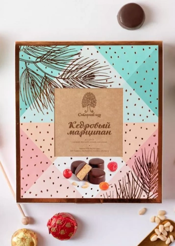 Кедровый марципан ассорти, 170 г — клюква, малина, облепиха