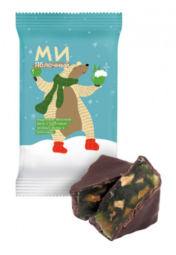  Конфеты "Ми яблочный фруктовое яблочное желе с кусочками зеленых яблок в шоколаде" 1 кг. 
