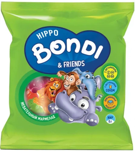 HIPPO BONDI & FRIENDS», мармелад жевательный с соком ягод и фруктов, 30 г